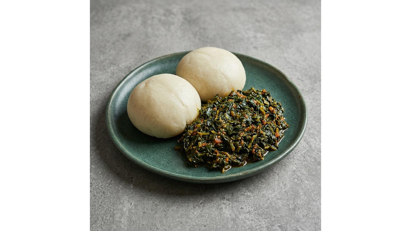 Fufu Of Choice With Efo Riro Soup And Protein Of Choice